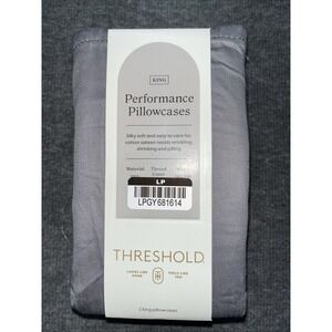 Threshold Sateen Cotton Dark Gray 2‎ King Pillowcase Set 20" x 40" NWOT